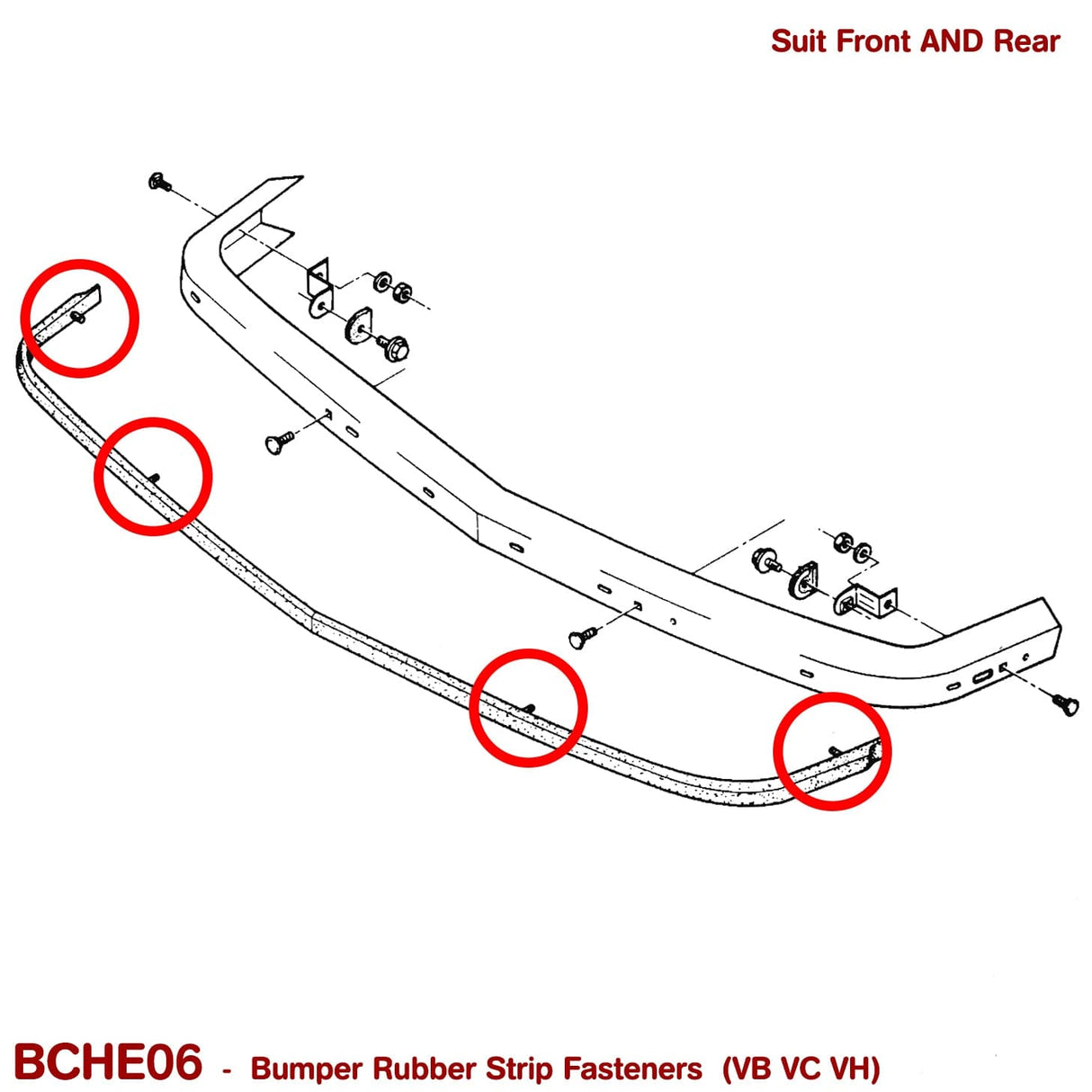 BUMPER RUBBER STRIP FASTENERS for VB VC VH - HOLDCOM AUTO PARTS